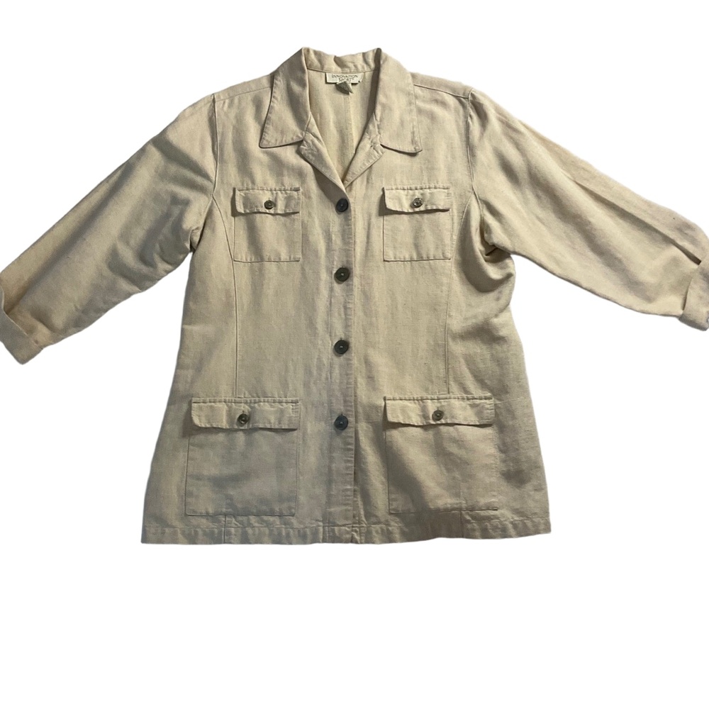 Innovation Sport Linen Blend 4-Button Notched Lapel Flap Pockets Jacket XL - Picture 1 of 6